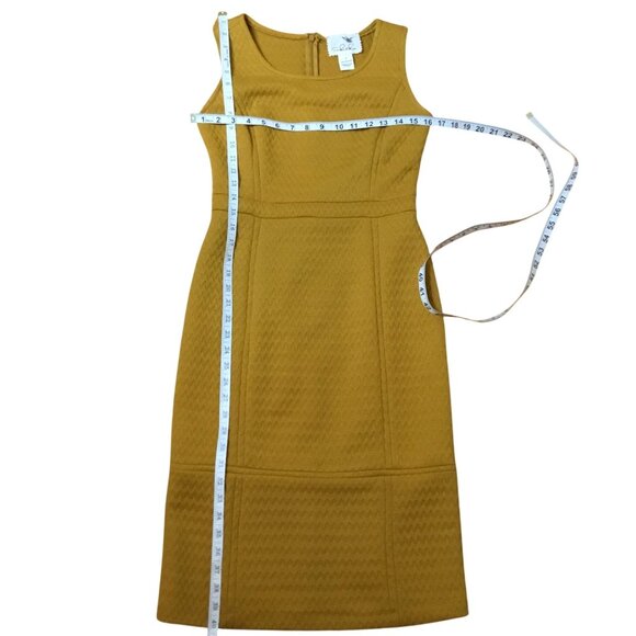 Anthropologie Tabitha Mustard Midi WomenDress Chevron Pattern Sleeveless Sz 4 EU - Picture 4 of 10